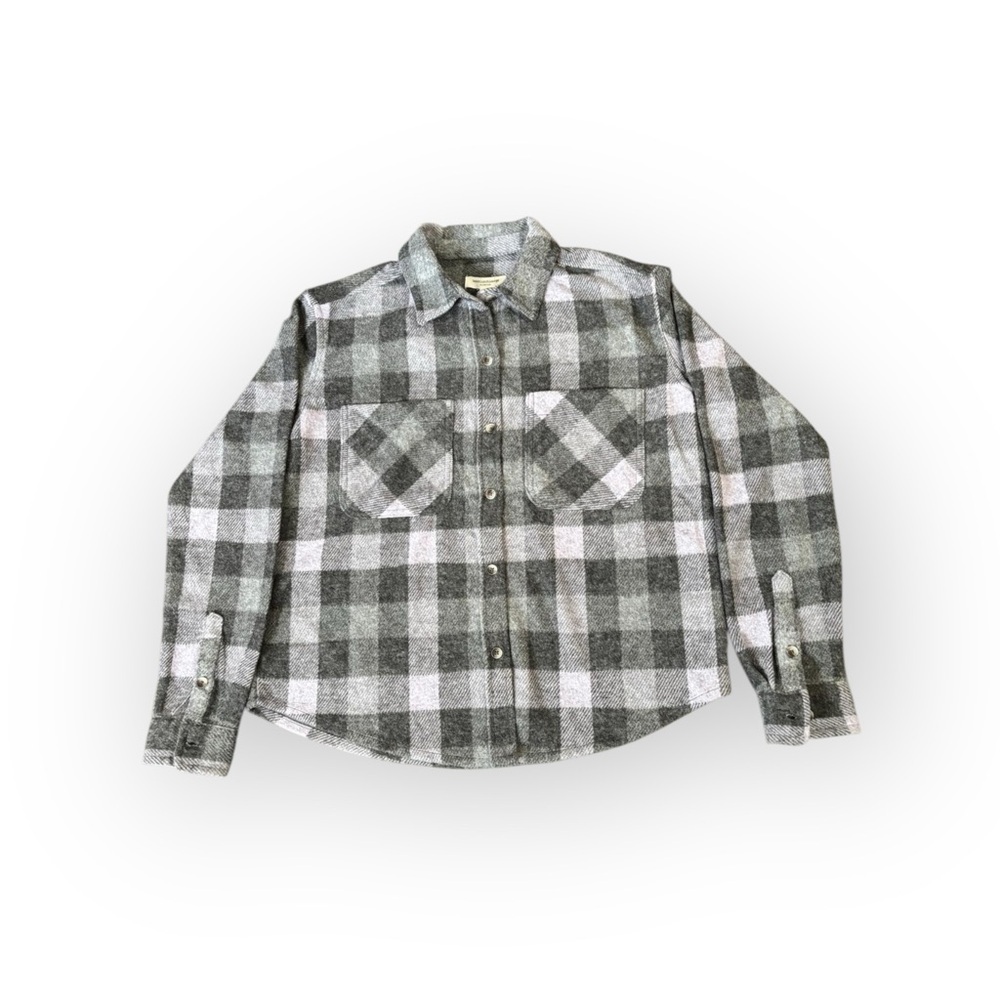 BeachLunchLounge XS Buffalo Plaid Shacket Gray Black – New